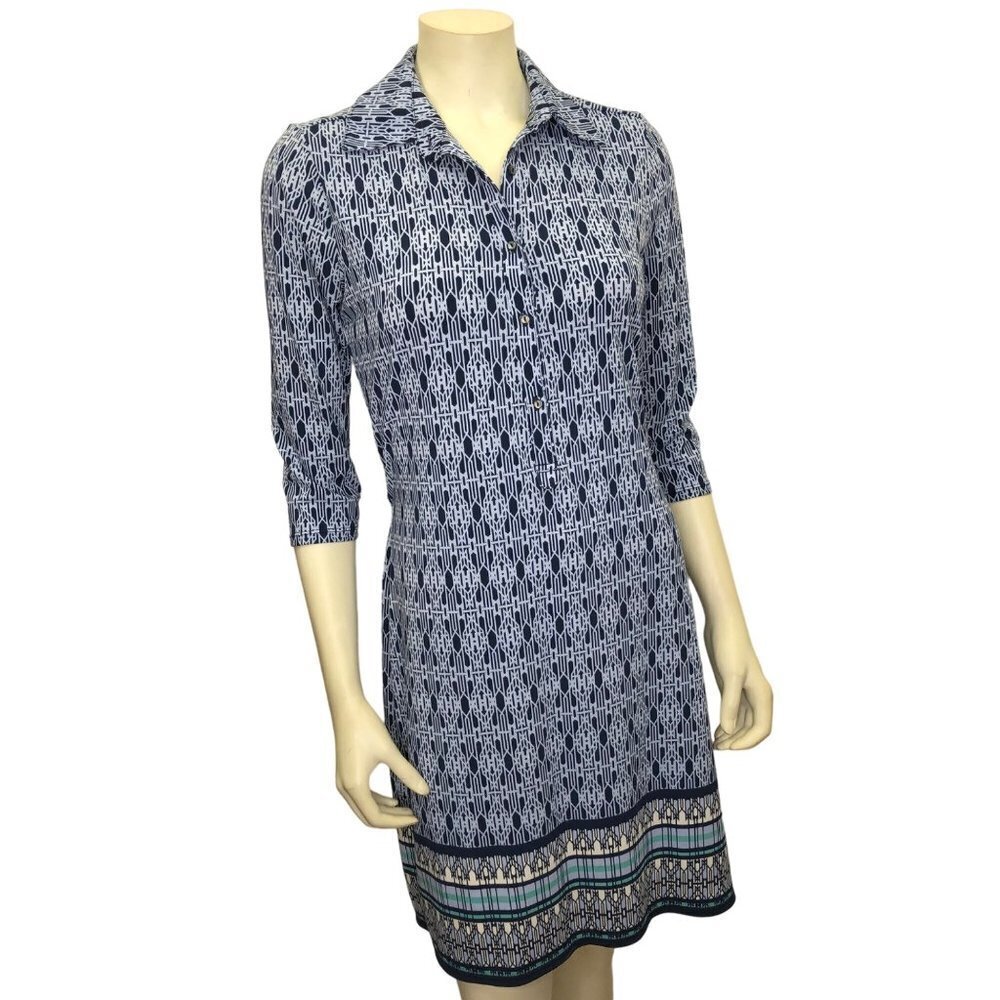 MAX STUDIO COLLAR BELT TIE 3/4 SLEEVE DRESS SIZE SM